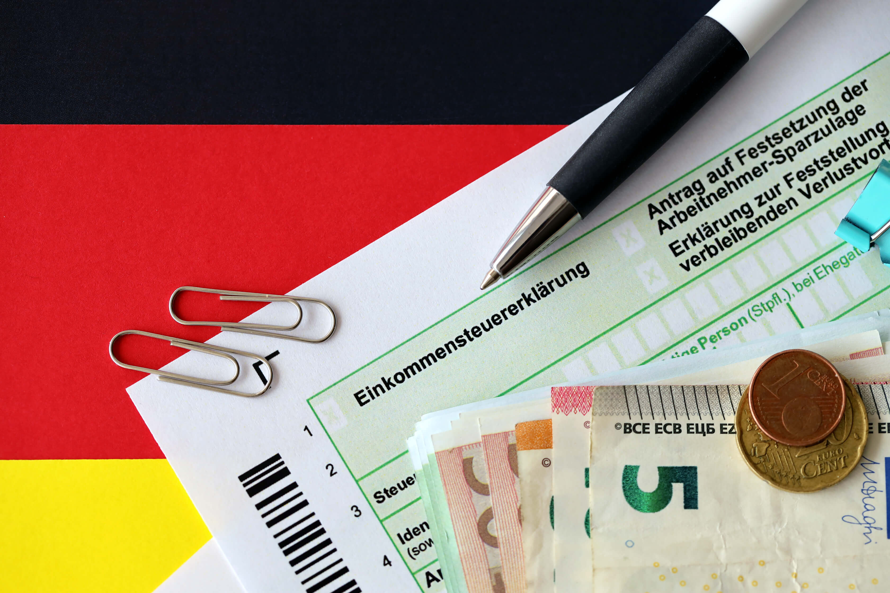 German tax documents and euro money